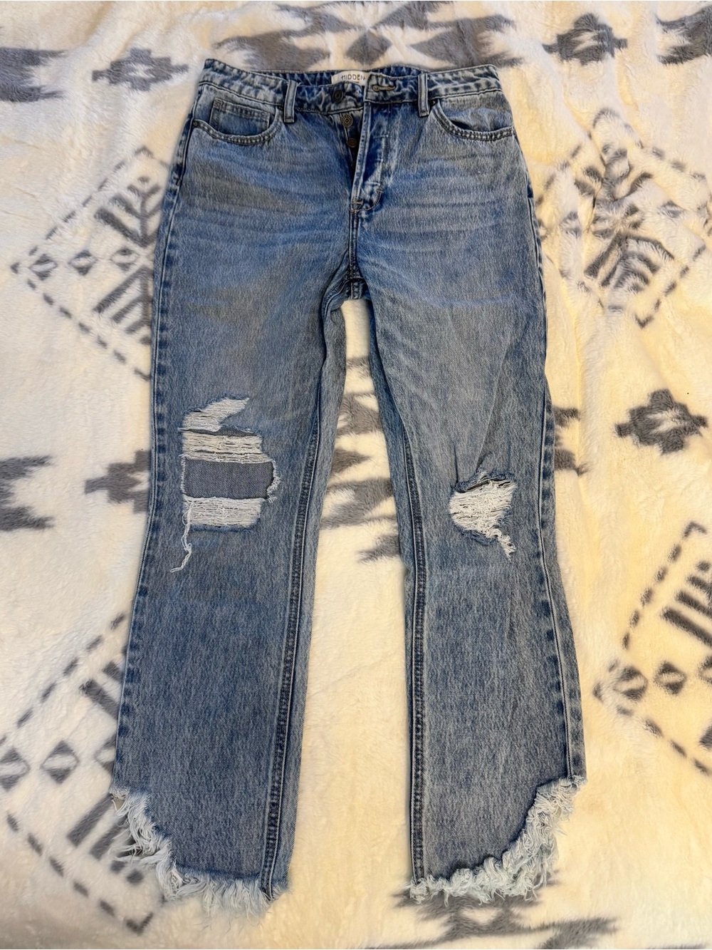Hidden Mid-Rise Distressed Women's Blue Jeans